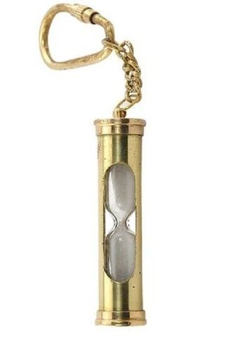 Golden Nautical Brass Sand Timer Hourglass Antique Key Chain