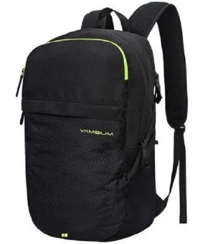 Black Polyester Plain Zipper Closure Backpacks