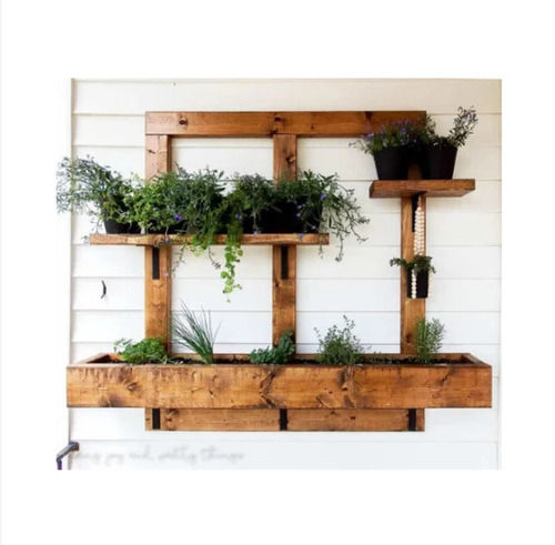 Brown Premium Quality And Lightweight Polished Wooden Wall Planter 