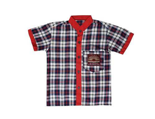 Short Sleeves Cotton Checks School Uniform Shirt For Girls And Boys Age Group: Kids