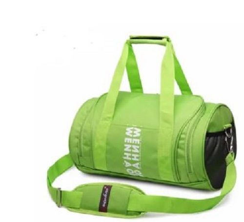 Green Shoulder Length Handle Color Coated Polyester Printed Gym Bags