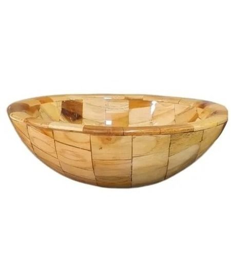 Cream Termite Proof Table Top Polished Finish Round Wooden Wash Basin