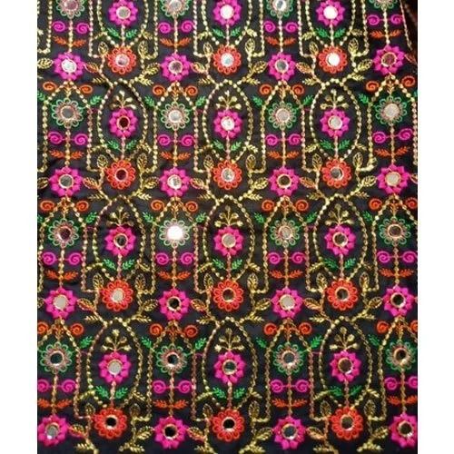 Multicolor Washable And Lightweight Embroidered Silk Fabric For Garments