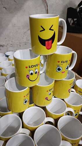 Yellow Printed Sublimation Ceramic Coffee Mug For Gifting