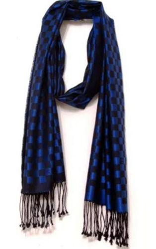 Blue And Black 1.5 Meter Long Daily Wear Cotton Stole For Women