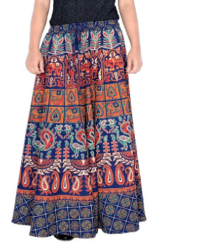 Multi Casual Wear Printed Cotton Straight Skirt For Women