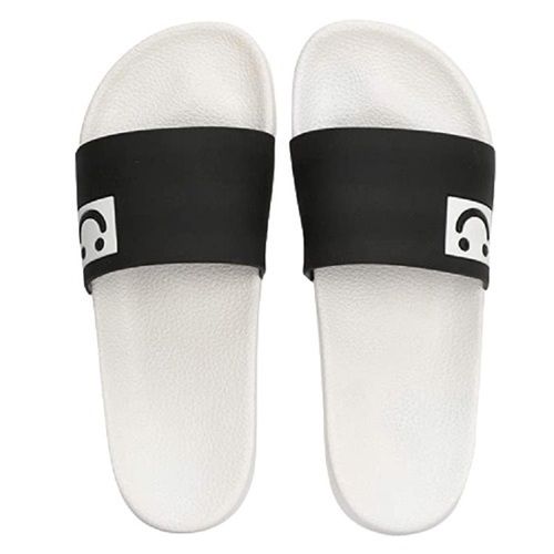 White With Black Flexible Flip-Flop Shock-Absorbent Medium Size Runner Slippers For Men'S 