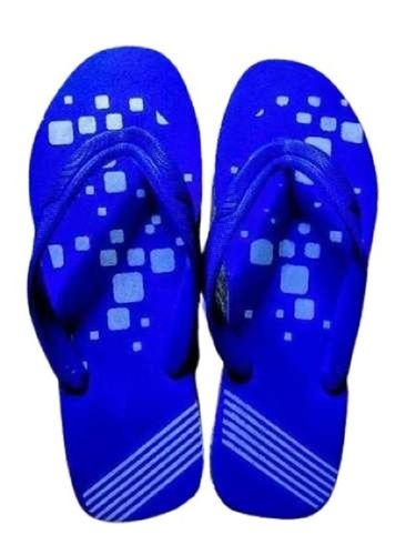 Blue Flexible Unbreakable Light Weight Flat Slip-On Printed Rubber Slipper