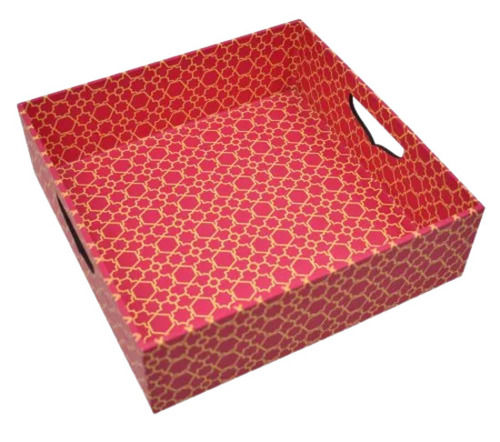 Red 10X39X26.3 Cm Rectangular Heat Resistance Cardboard Tray For Event And Parties Use