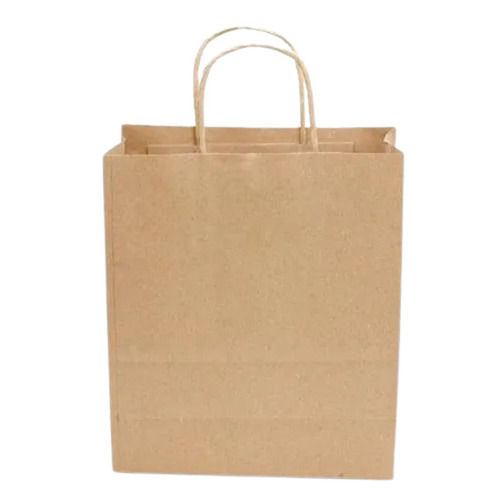 Brown 80 Gsm Flexiloop Handle Plain Kraft Paper Carry Bag For Shopping Use