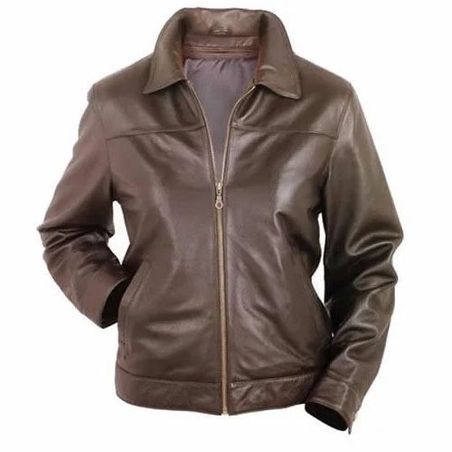 Men Full Sleeves Pure Leather Jacket For Casual Wear