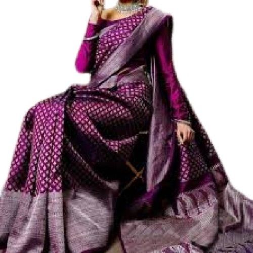 Purple Modern Classy Printed South Style Party Wear Silk Saree For Ladies 