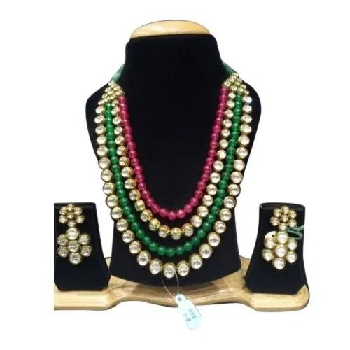 Plastic Balls 120 Grams Fashionable Artificial Necklace Set With Earrings  Gender: Women