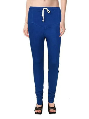 Blue Skin Friendly Soft Breathable Plain Dyed Casual Ladies Cotton Churidar Leggings