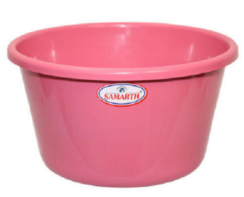 Pink 15 Liter Capacity Round Plastic Tub For Domestic Use