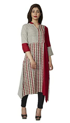 3-4Th Sleeves Modern Printed Designer Cotton Kurti For Ladies  Bust Size: 30 Inch (In)