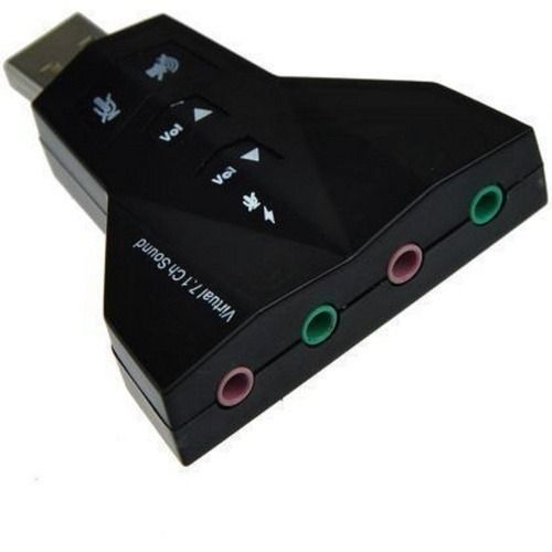 Black 3.5 Mm Thick 50X50X50 Mm Plastic And Steel Usb Sound Card For Electronic Musician