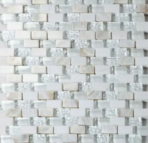 Whites 600X600 Mm Polished Interior Mosaic Glass Tiles For Wall 