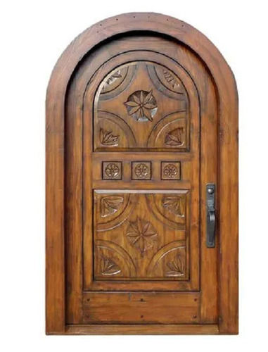 Brown 6X3 Inch Feet Solid Wooden Polished Arched Door