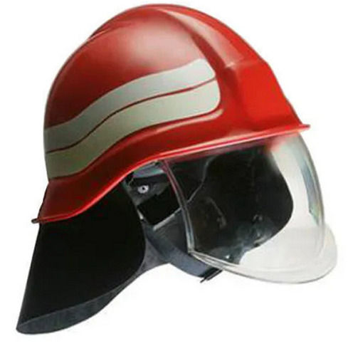 Red Abs Plastic Full Face Fireman Helmet For Security With Glass 