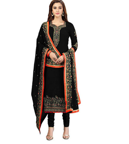 Black Full Sleeves Party Wear Georgette Designer Suit For Ladies 