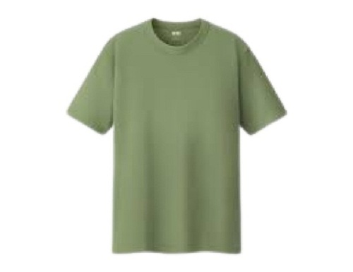 Green Round O-Neck Plain Short Sleeve Cotton T-Shirt For Men'S