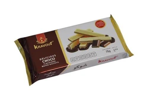 Sweet Taste Crunchy Rectangular Biscuits And Chocolate Wafer