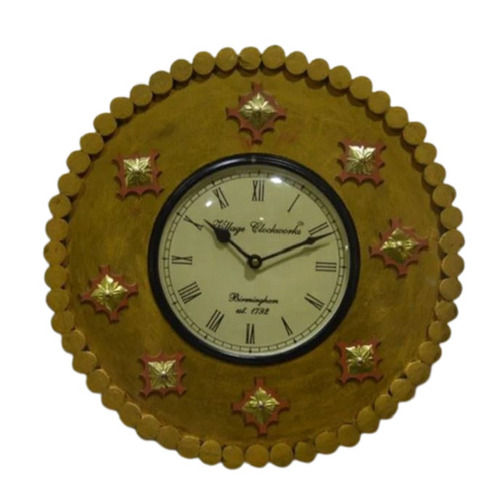 12 Inch Round Polished Wooden Decorative Wall Clock 