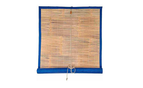 Brown 12Inch Yarn Dyed Embroidered Foldable Bamboo Chick Blinds For Office 