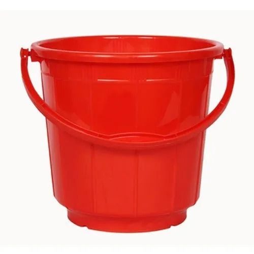 Red 18 Inches Plain Round Shaped Polyvinyl Chloride Plastic Bucket