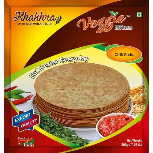 200 Grams Crunchy Round Salty And Chilli Flavor Garlic Khakhra