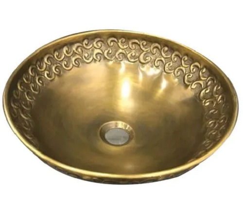 Durable Deck Mounted Round Polished Brass Steel Antique Wash Basin