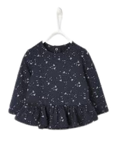 Black Full Sleeve Round Neck A-Line Daily Wear Chiffon Printed Tops