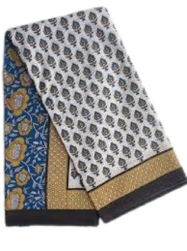 Blue And Brown Handwoven Breathable Printed Cotton Sarees For Ladies 