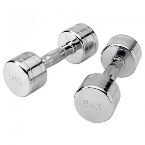 Silver Manual Operated Chrome Finish Stainless Steel Dumbbell Set For Muscle Gain Use