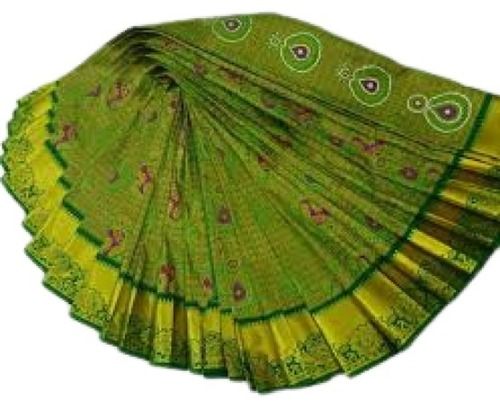 Green Party Wear Light Weight Printed Art Silk Bridal Sarees For Ladies 