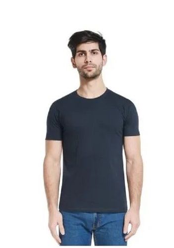 Navy Blue Premium Quality Plain Short Sleeve Round Neck T Shirt For Men