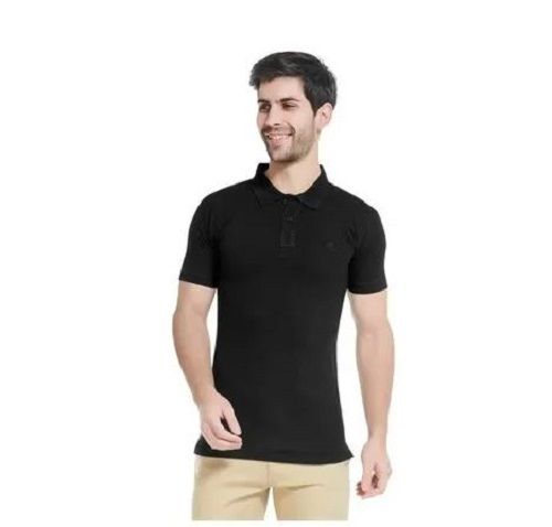 Black Premium Quality Short Sleeve Plain Cotton Polo T Shirt For Men