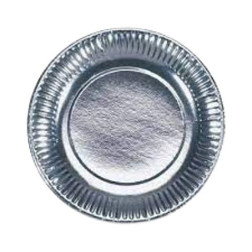 Round Plain Light Weight Disposable Eco-Friendly Silver Foil Paper Plate (100 Piece In Pack) Size: 7 Inch