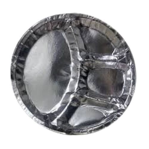 Silver Round Plain Pattern Light Weight Disposable Foil Paper Plate, 50 Pieces Pack