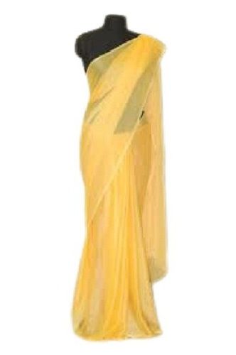 Buy TheMoni Solid/Plain Daily Wear Chiffon Yellow Sarees Online @ Best  Price In India | Flipkart.com