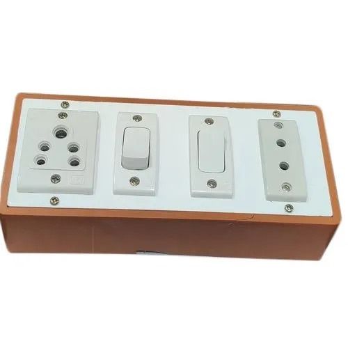 White And Brown 5 Ampere 220 Volts 2000 Mega Ohms Rectangular Single Phase Pvc 4 Way Switch