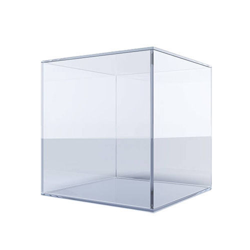 Transparent 8X8 Inch 5 Mm Thick Glossy Finish Plain Glass Cube For Decoration