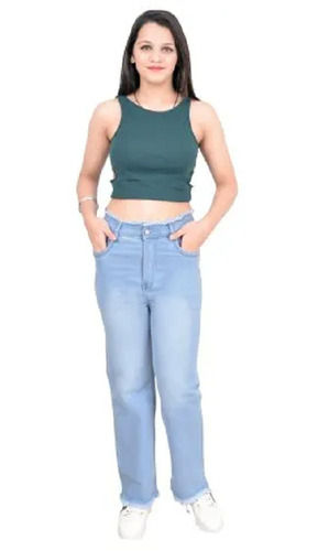 Casual Wear 30 Inches Waist Size Straight Fit Plain Women Denim Jeans