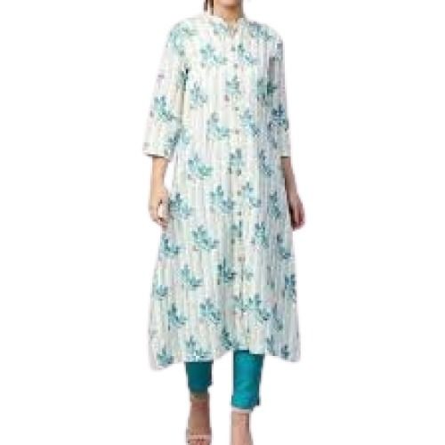 Casual Wear Breathable Comfortable 3-4Th Sleeve Printed Cotton Kurti For Ladies Bust Size: 42 Inch (In)