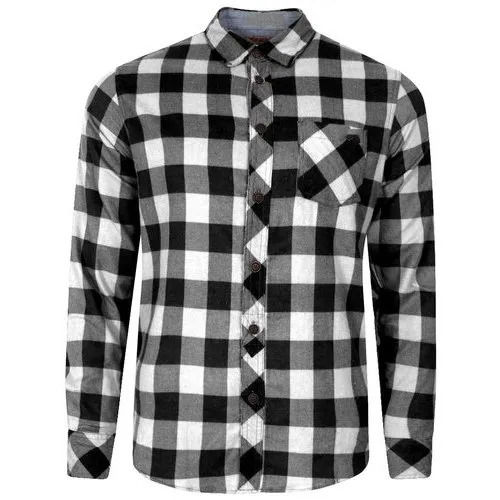 Casual Wear Regular Fit Long Sleeve Classic Collar Checked Cotton Mens Shirt