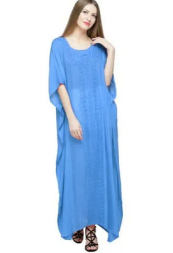 Casual Wear Regular Fit Breathable Readymade Plain Chiffon 1 Piece Long Kaftan