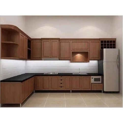 रैक और ड्रॉर्स कारपेंटर असेंबली के साथ मैट फिनिश्ड सॉलिड वुड मॉड्यूलर किचन कैबिनेट