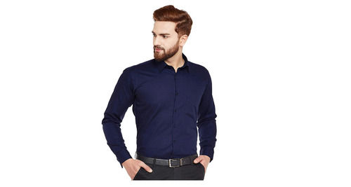 Mens Plain Full Sleeves Pure Cotton Batik Formal Shirt