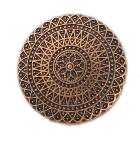 Brown Metal Plating Round 2 Holes Antique Button For Jeans